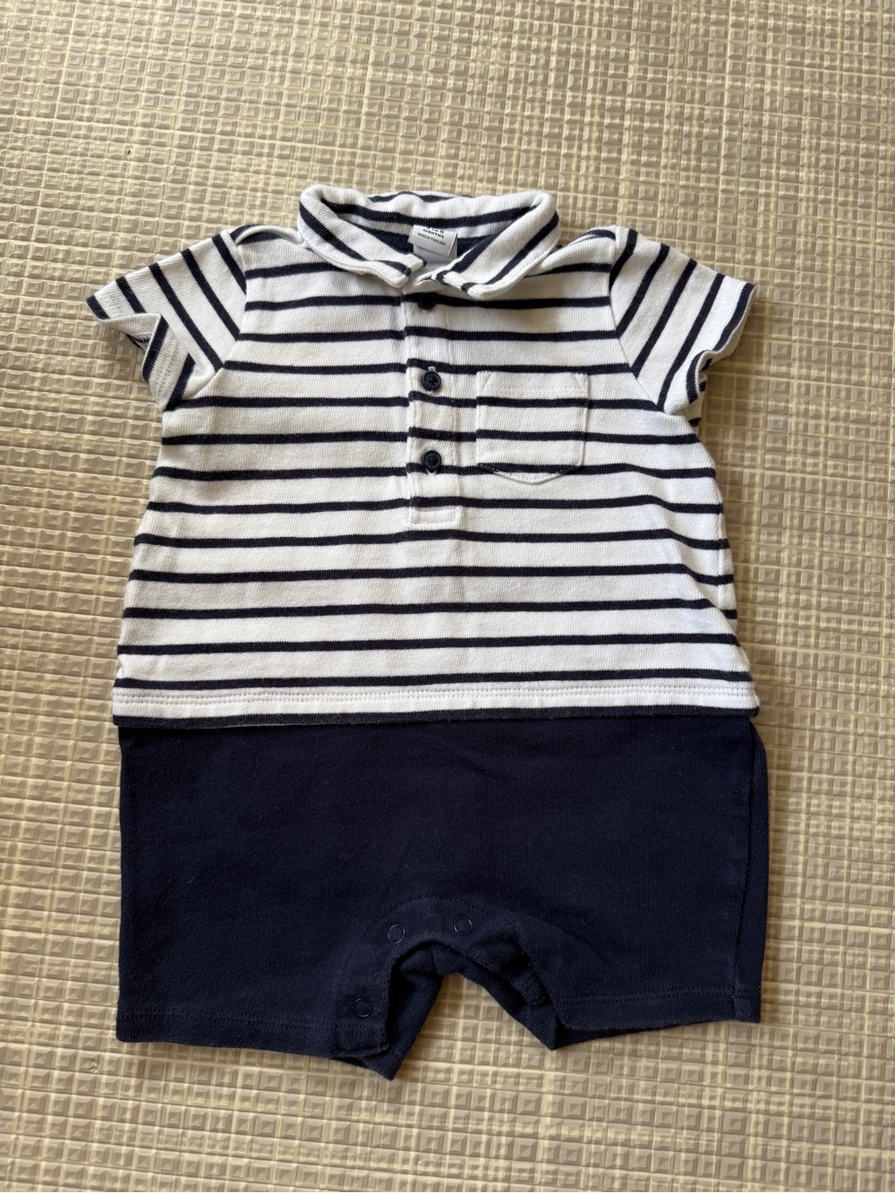 Janie and Jack Navy & White Nautical Striped Polo Romper